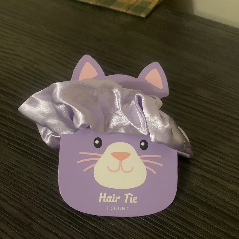 Purple Cat Hair Tie with Satin Scrunchie new